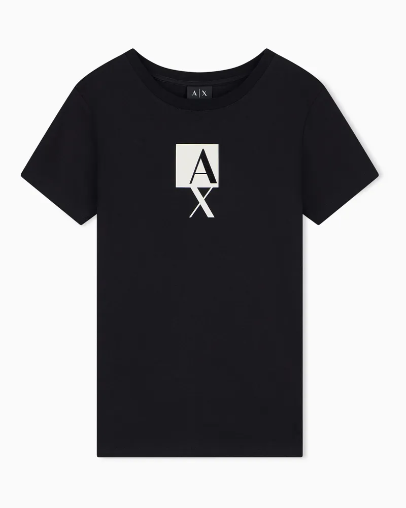 Armani Exchange T-shirt Up For Party in jersey di cotone Nero