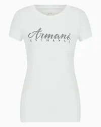 Armani Exchange OFFICIAL STORE T-shirt Slim Fit Con Logo Con Strass Bianco