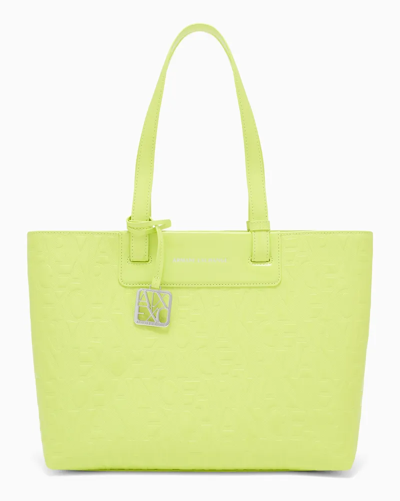 Armani Exchange Shopper con logo allover con charm Verde