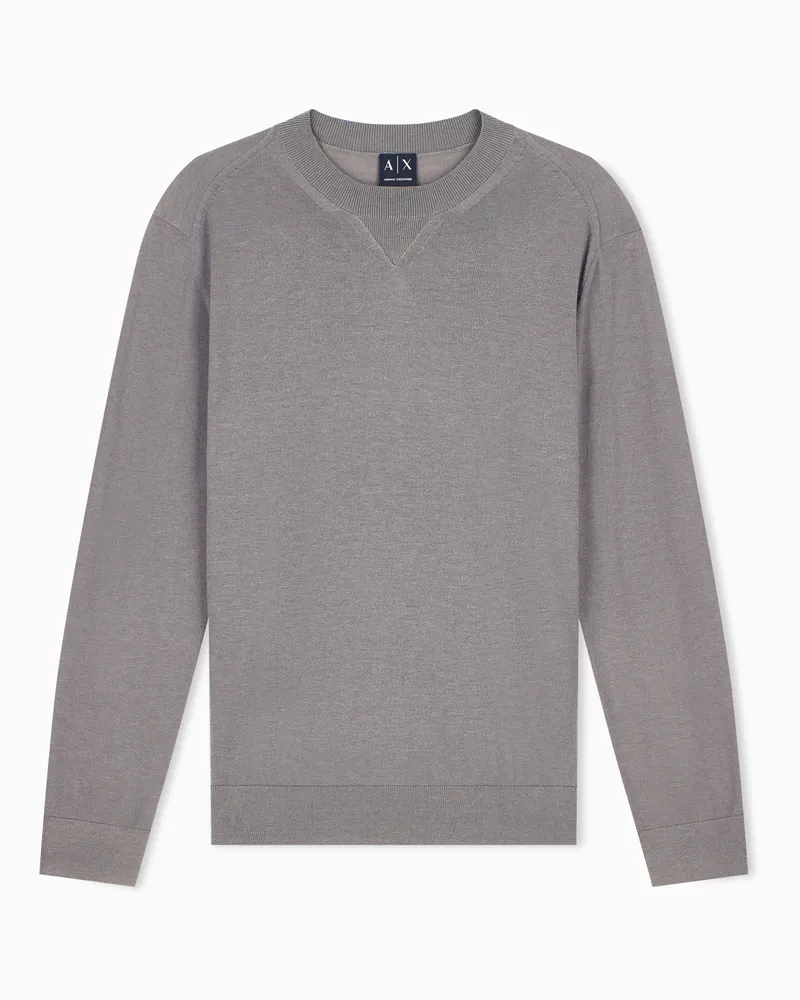 Armani Exchange Pullover regular fit in misto lyocell e lana Marrone