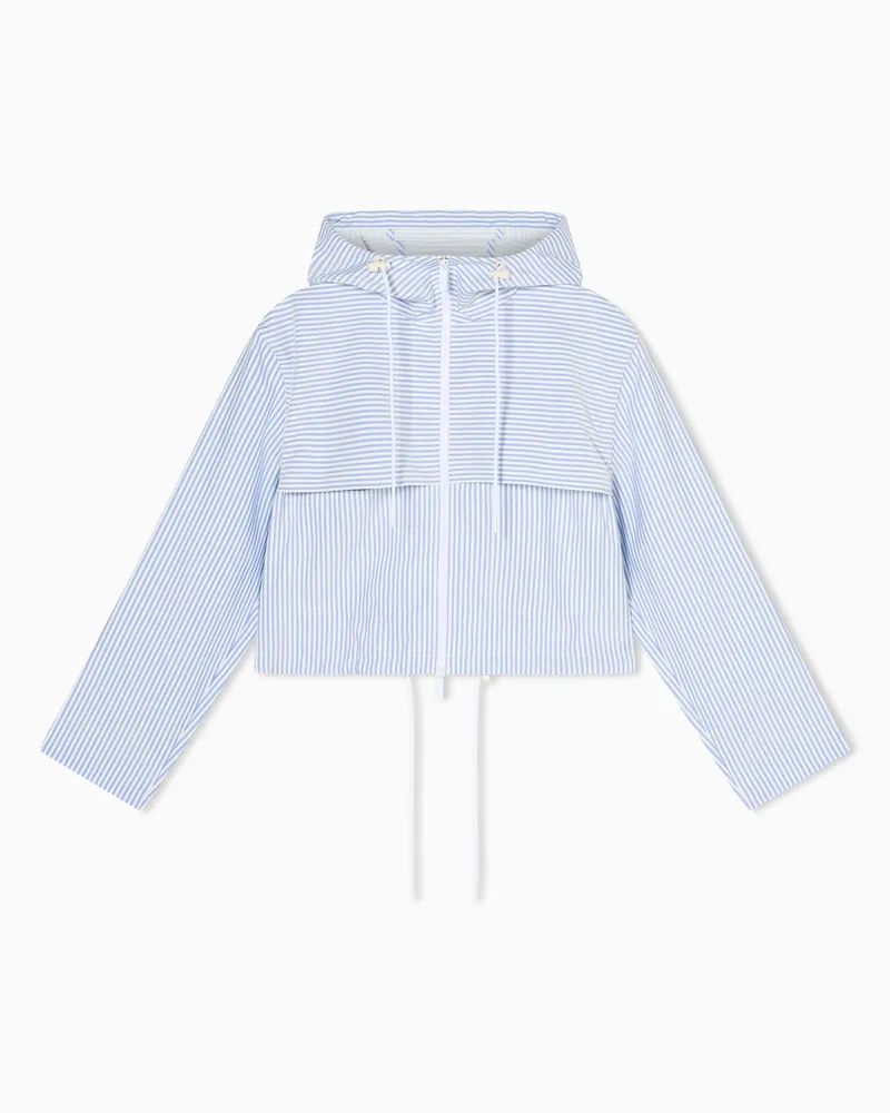 Armani Exchange Blouson a Righe Verticali Oversize Azzurro