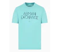 Armani Exchange OFFICIAL STORE T-shirt Regular Fit In Cotone Logo A Contrasto Petrolio