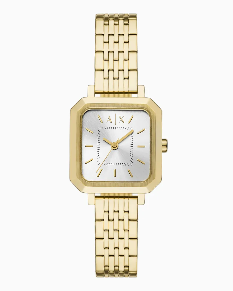 Armani Exchange Orologio a tre lancette in acciaio inossidabile tonalità oro Multicolore