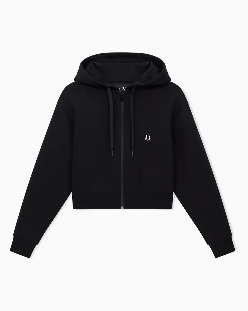 Armani Exchange Felpa cropped con cappuccio Icon Nero