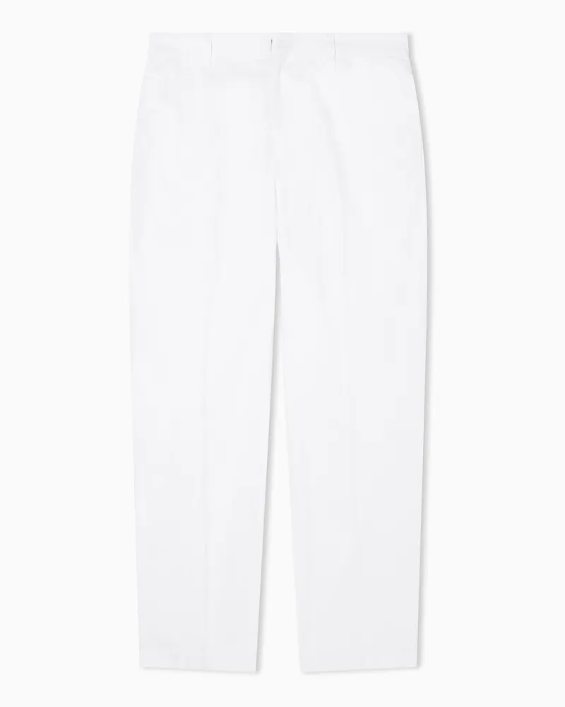 Armani Exchange Pantaloni Classici in Twill di Cotone Comfort Bianco