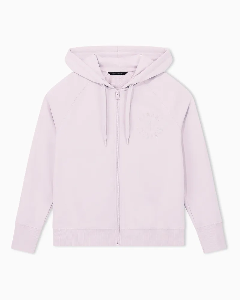 Armani Exchange Felpa Crossover con cappuccio in cotone french terry Rosa