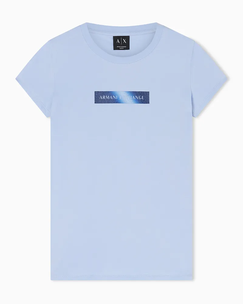 Armani Exchange T-shirt Slim Fit in Jersey Stretch Azzurro