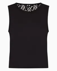 Armani Exchange OFFICIAL STORE Top Con Retro In Tessuto Monogram Fiammato Nero