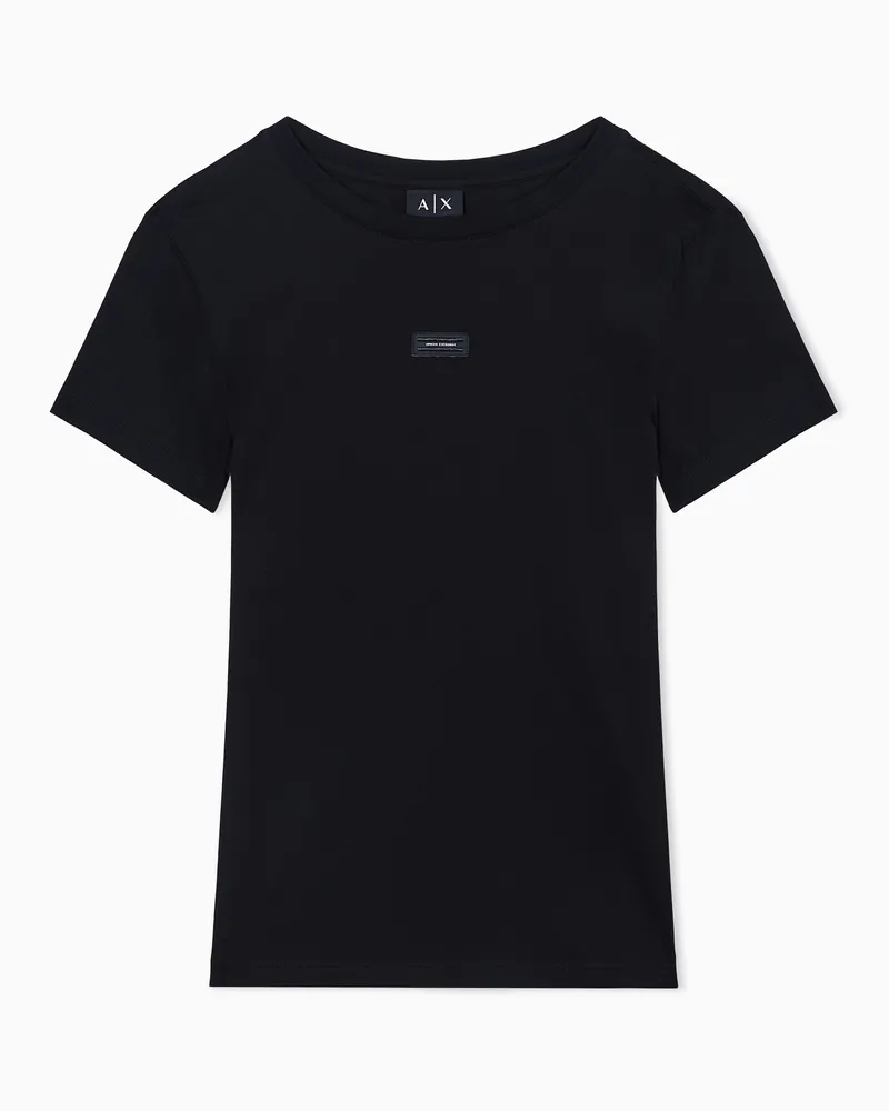 Armani Exchange T-shirt Regular Fit in Jersey di Cotone Nero