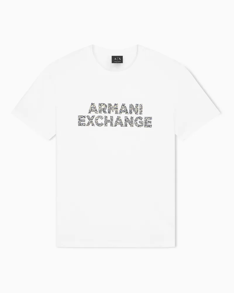 Armani Exchange T-shirt vestibilità regular in jersey di cotone Bianco
