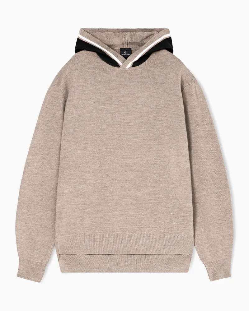 Armani Exchange Maglione con cappuccio a contrasto Beige