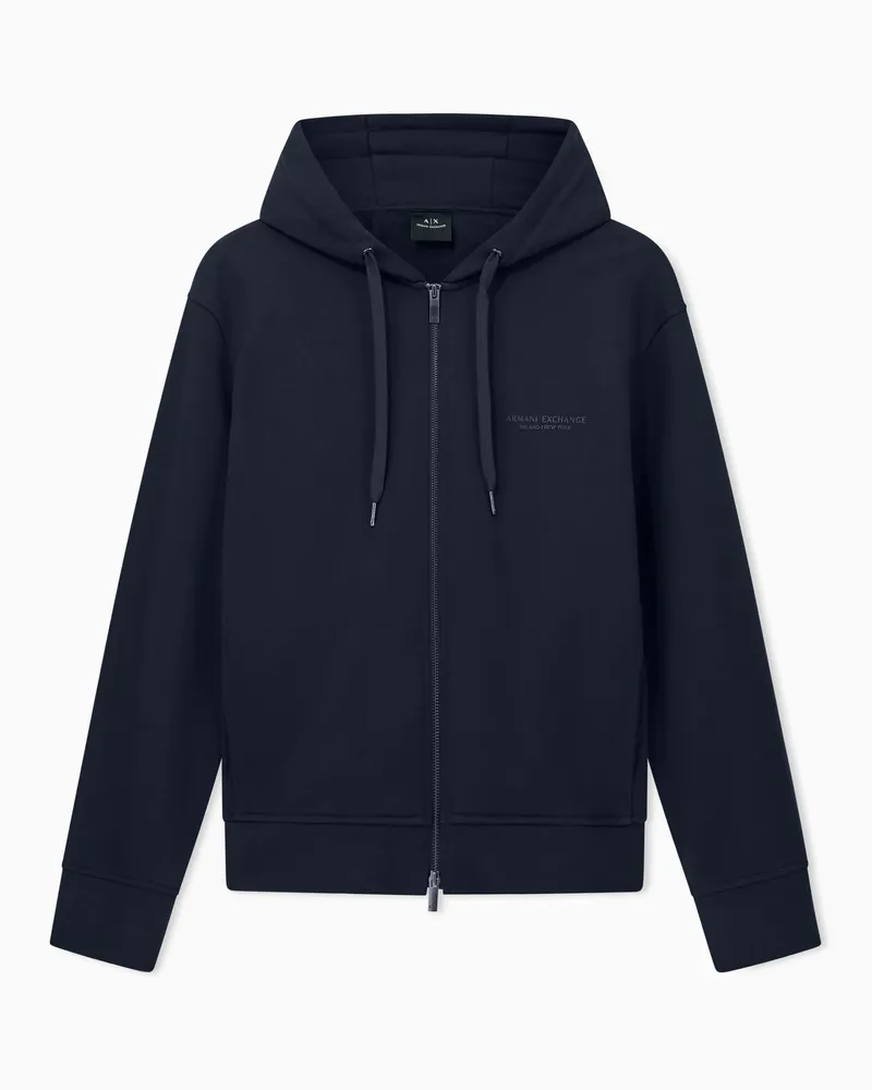 Armani Exchange Felpa con zip e cappuccio basic Blu
