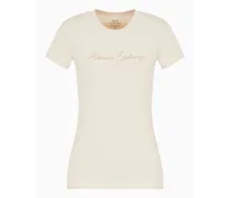 Armani Exchange OFFICIAL STORE T-shirt Slim Fit Con Logo Di Glitter Beige
