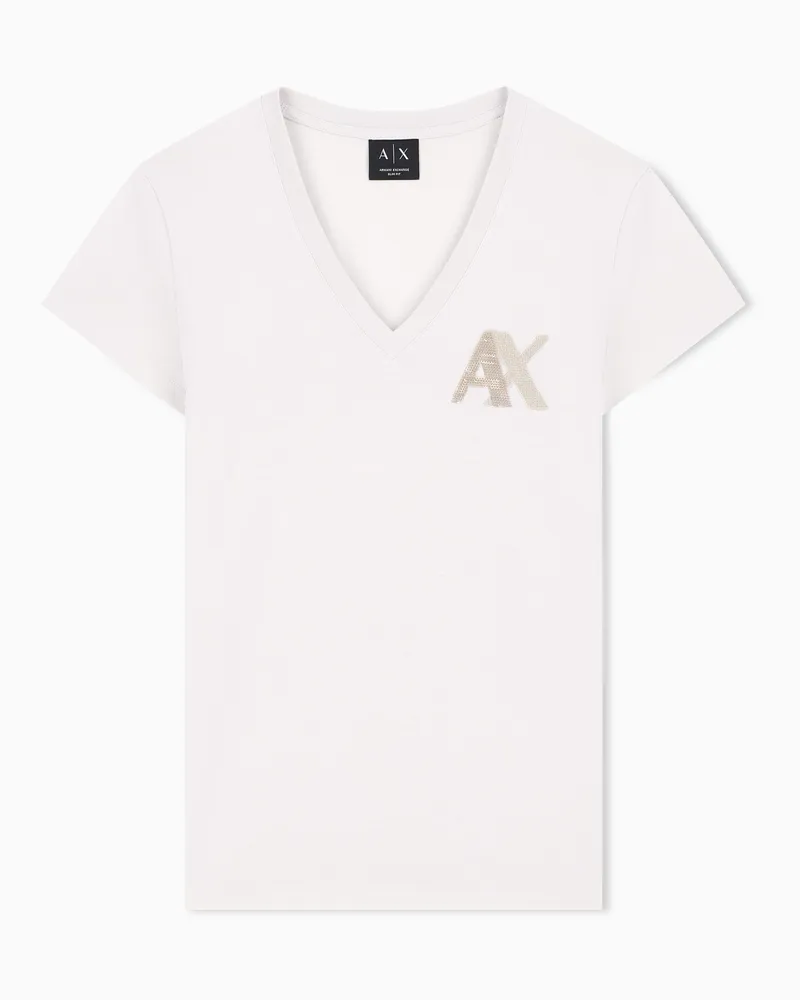 Armani Exchange T-shirt slim fit in jersey di cotone Beige