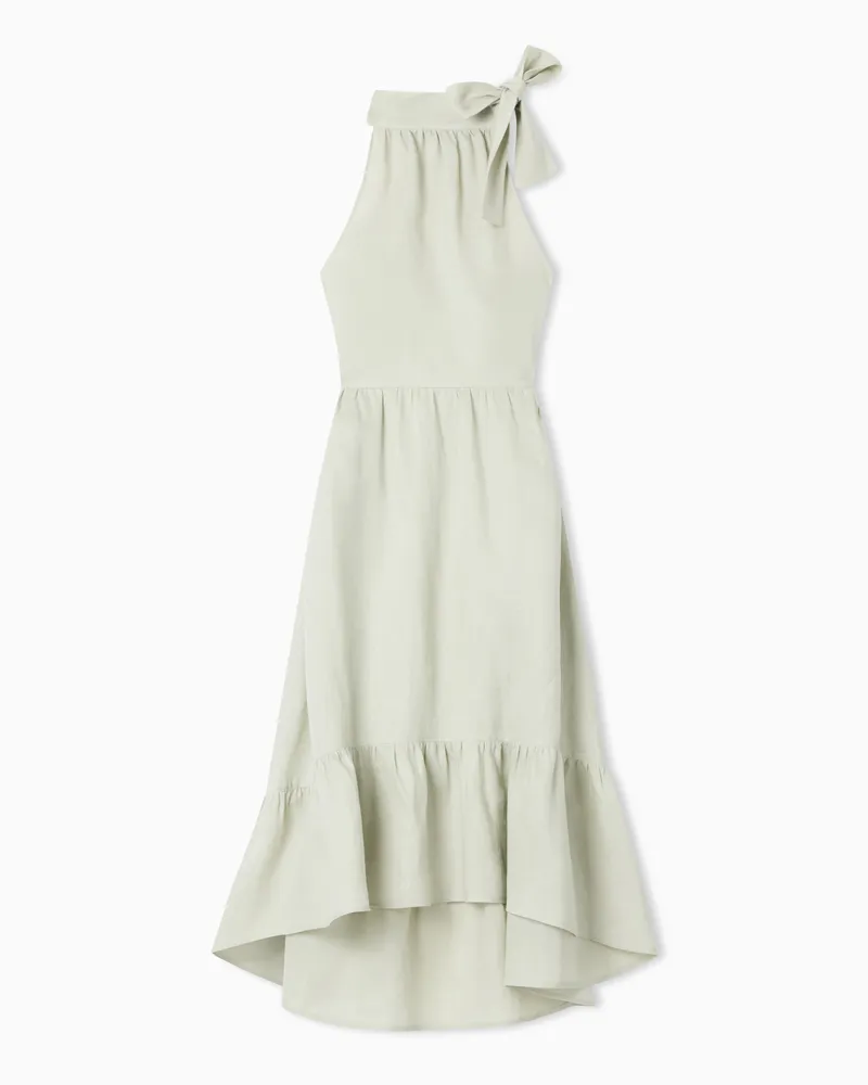 Armani Exchange Abito Corto in Popeline di Lino Beige