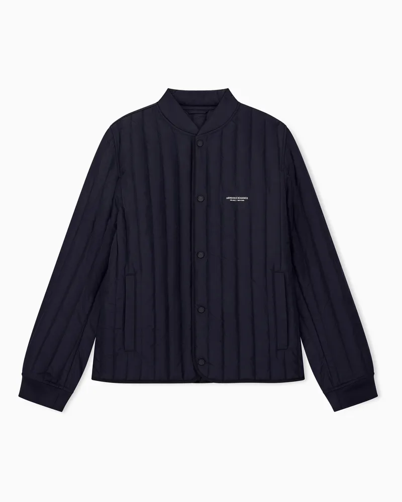 Armani Exchange Giubbino blouson con trapuntatura verticale e logo Blu