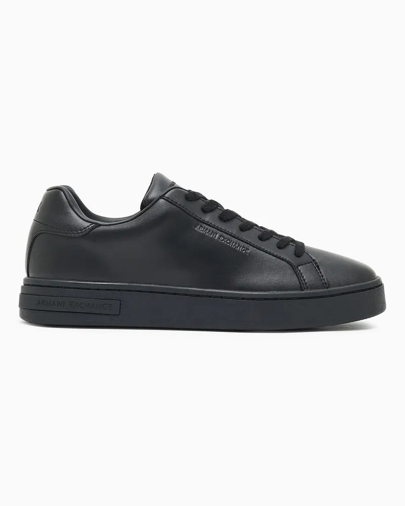 Armani Exchange Sneaker in pelle basse con lacci e suola in gomma Nero