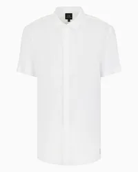 Armani Exchange OFFICIAL STORE Camicia Regular Fit In Puro Lino A Maniche Corte Bianco