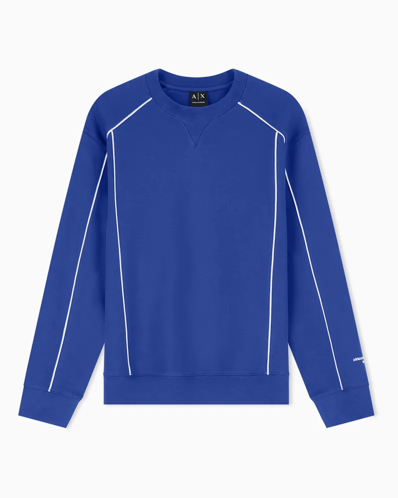 Armani Exchange Felpa Interlock  Girocollo Comfort Sofisticato Blu