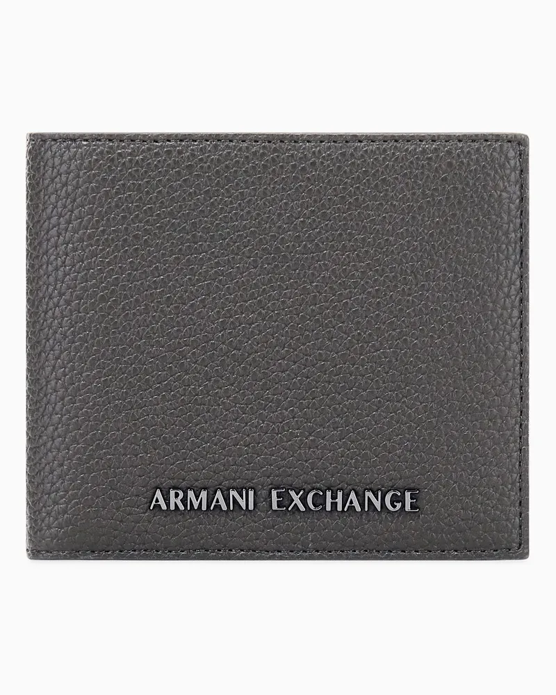 Armani Exchange Portafoglio bifold con finitura testurizzata e scomparti Marrone
