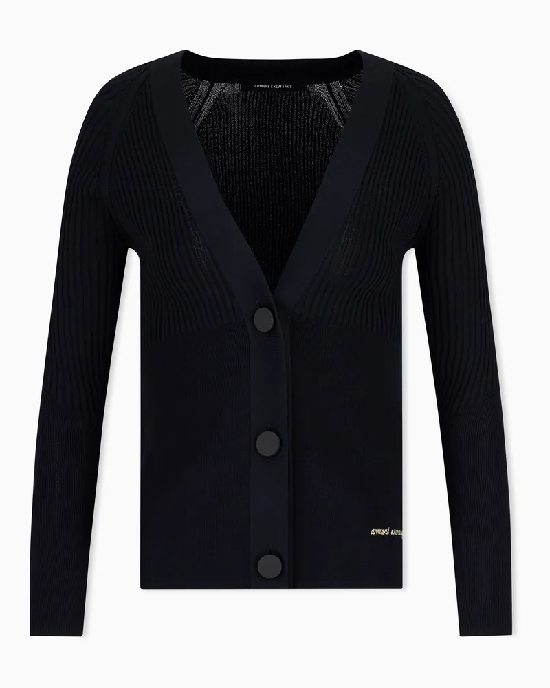 Armani Exchange Cardigan vestibilità regular in viscosa riciclata Nero