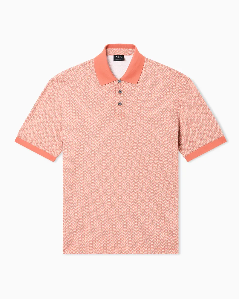 Armani Exchange Polo Piquet logo allover Arancione