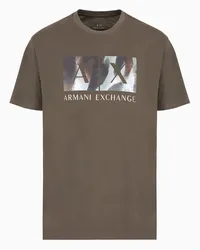 Armani Exchange OFFICIAL STORE T-shirt Regular Fit Con Stampa Logo Astratta In Cotone Asv Verde