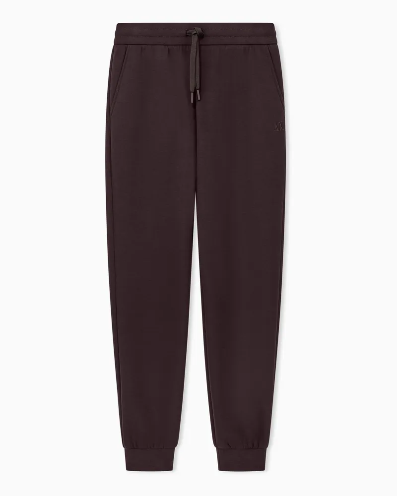 Armani Exchange Pantaloni jogger in cotone elasticizzato con coulisse Marrone