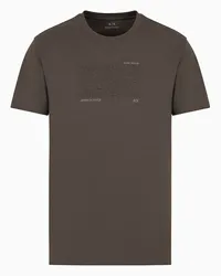 Armani Exchange OFFICIAL STORE T-shirt Regular Fit In Cotone Organico Asv Con Lettering Ricamato Verde