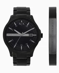 Armani Exchange OFFICIAL STORE Set Regalo Con Orologio E Bracciale In Acciaio Inossidabile Nero A Tre Lancette Nero