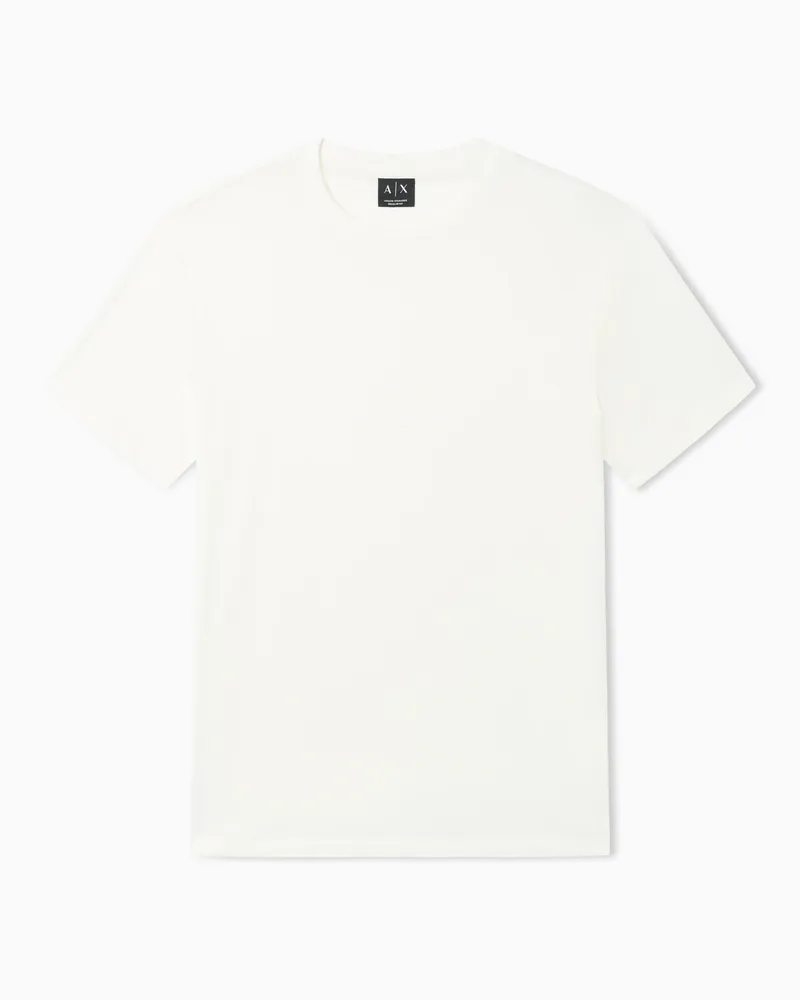 Armani Exchange T-shirt Regular Fit in Jersey di Cotone basic Bianco