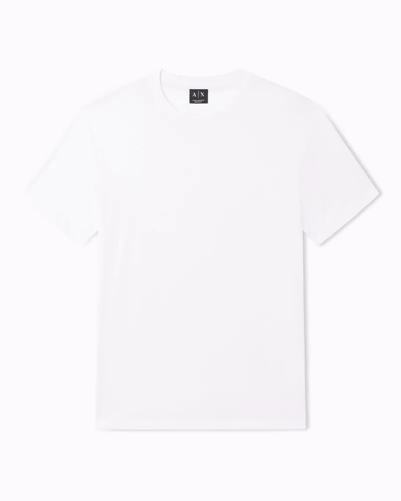 Armani Exchange T-shirt Regular Fit in Jersey di Cotone basic Bianco
