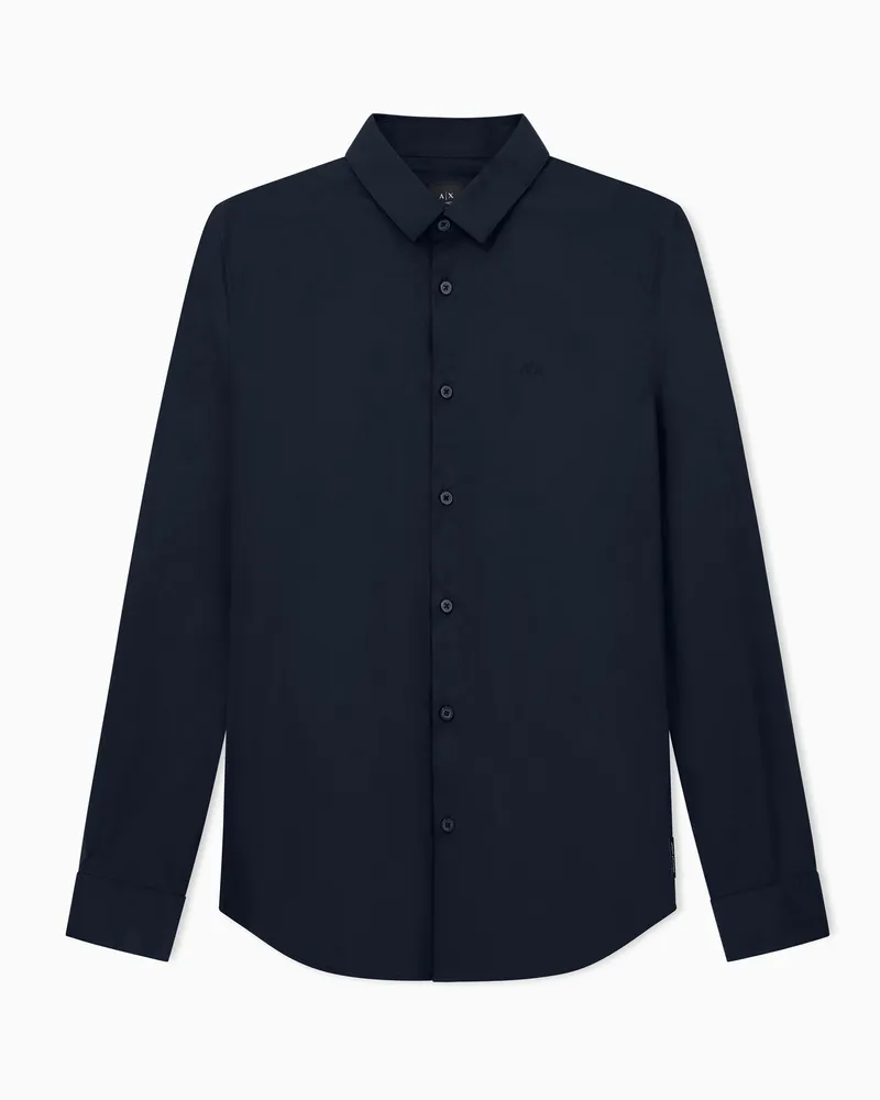 Armani Exchange Camicia popeline stretch con fit slim Blu