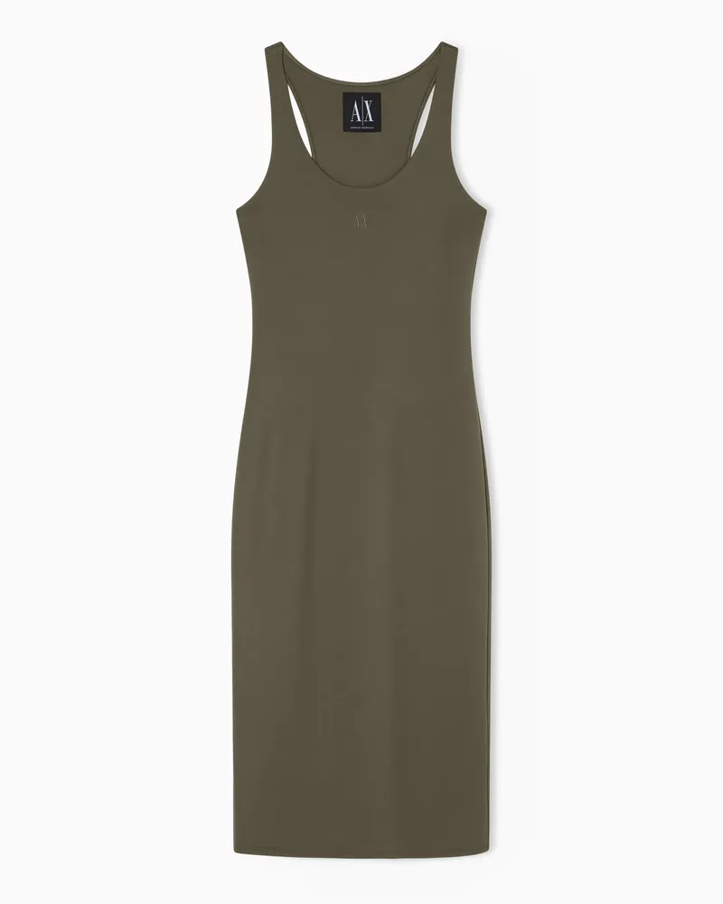 Armani Exchange Abito Midi in tessuto stretch Verde