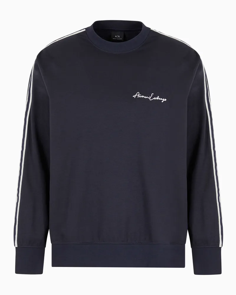 Armani Exchange Felpa girocollo Logo Signature Blu