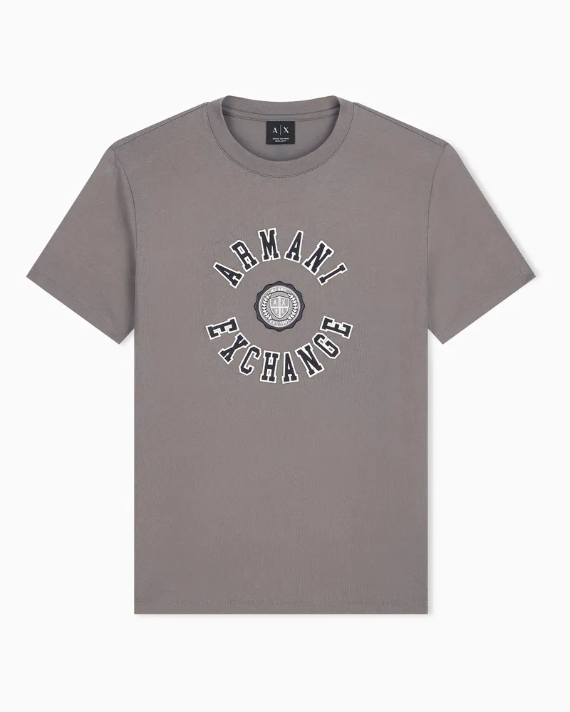 Armani Exchange T-shirt Crossover in jersey di cotone a vestibilità regular Marrone
