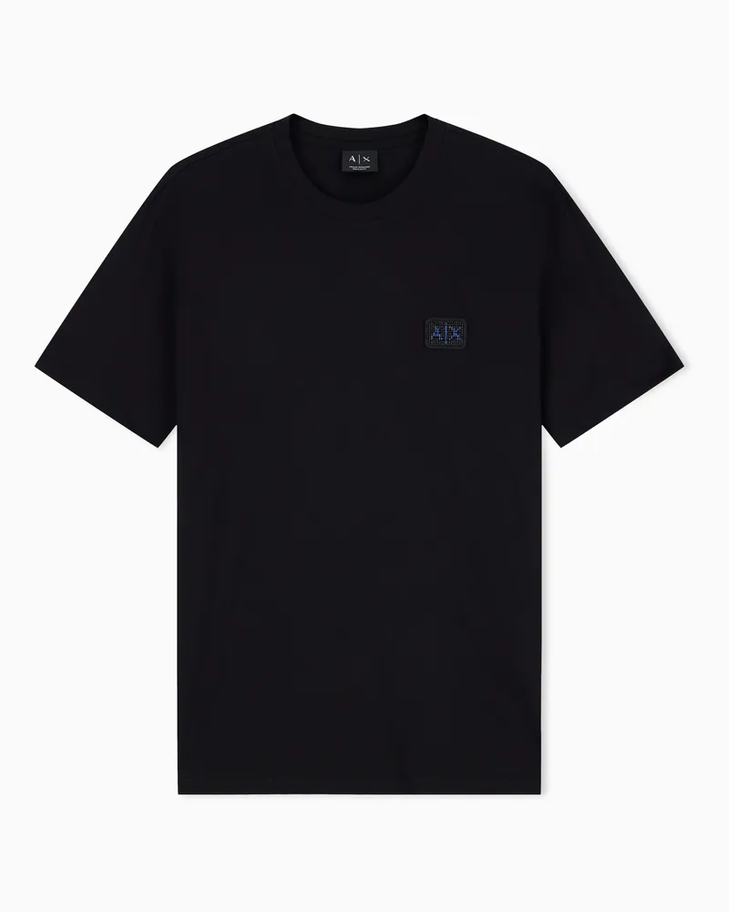 Armani Exchange T-shirt vestibilità regular in jersey di cotone Nero