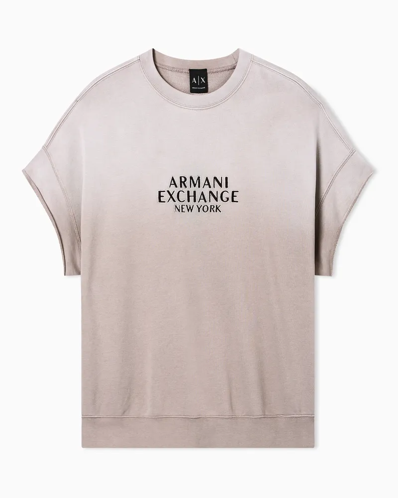 Armani Exchange Felpa maniche corte Girocollo effetto used con logo Beige