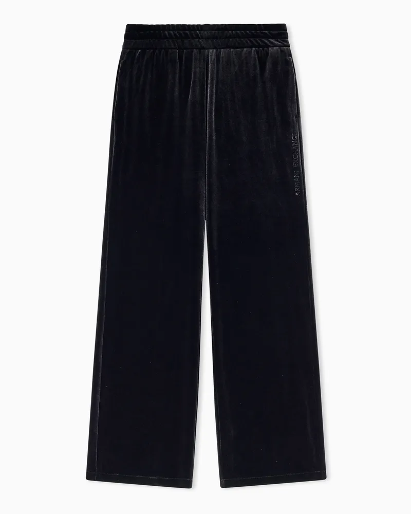 Armani Exchange Pantaloni Up For Party in velluto stretch con vita elastica Nero