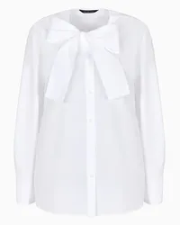 Armani Exchange OFFICIAL STORE Camicia In Misto Lyocell Con Fiocco Sul Collo Bianco