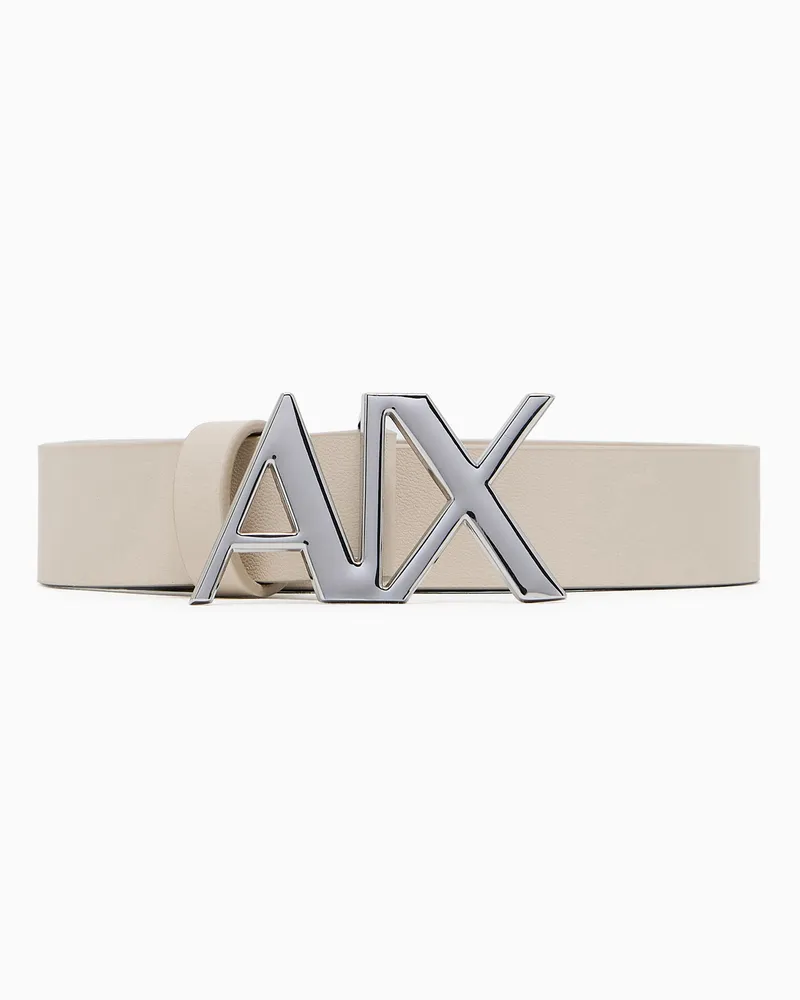 Armani Exchange Cintura in pelle con logo Beige