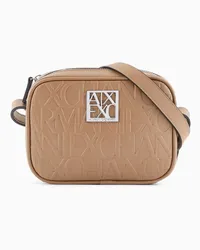 Armani Exchange OFFICIAL STORE Camera Case Con Scritta Logo All-over A Contrasto Cammello