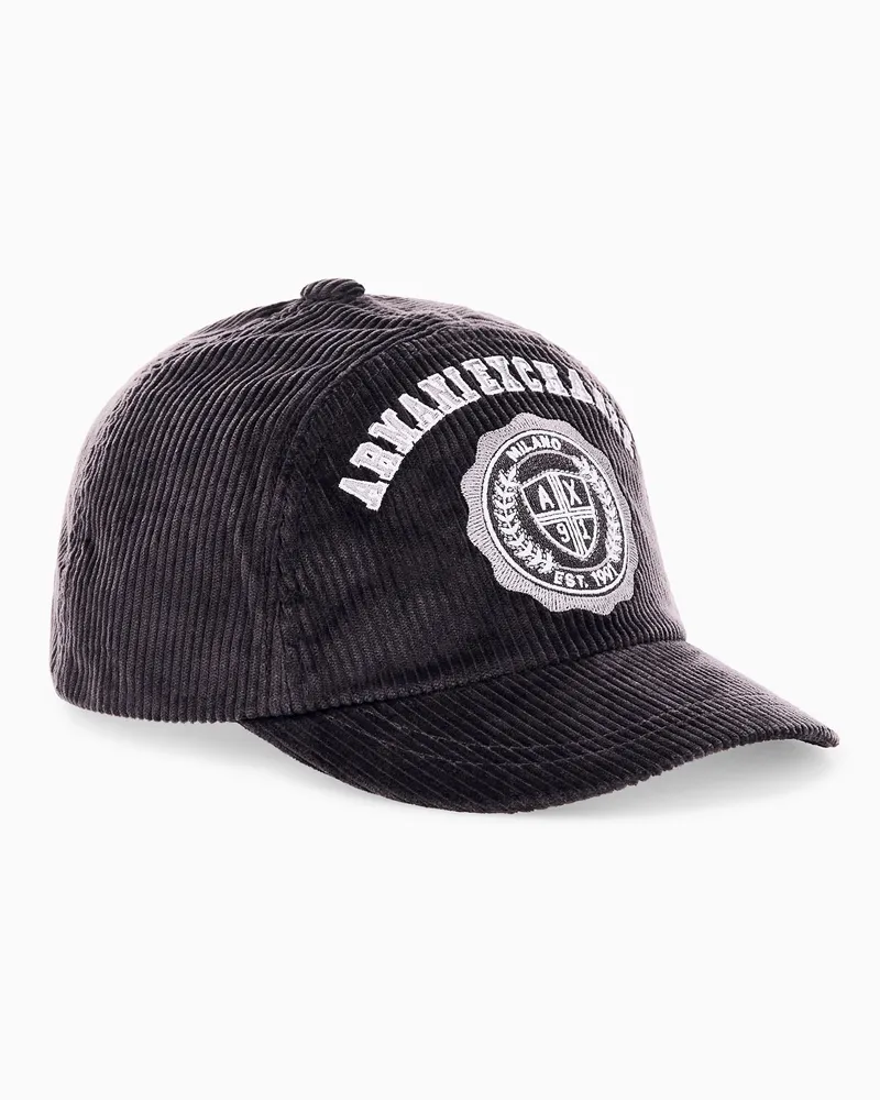 Armani Exchange Cappello da baseball Crossover in velluto a coste con logo Marrone