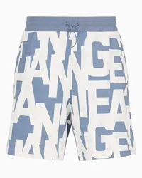 Armani Exchange OFFICIAL STORE Bermuda Over In French Terry Con Maxi-logo Allover Asv Azzurro