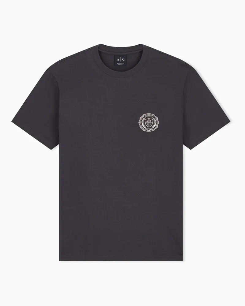 Armani Exchange T-shirt Crossover in jersey di cotone Marrone