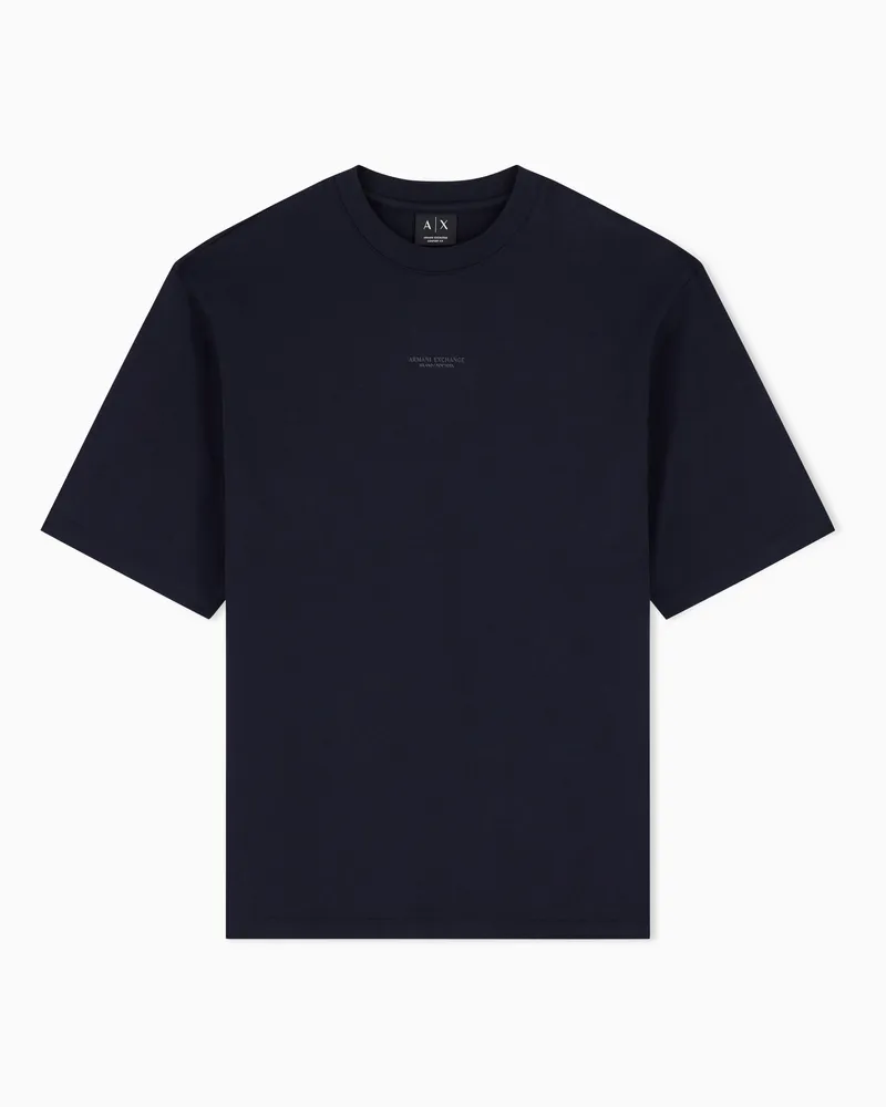 Armani Exchange T-shirt over in jersey di cotone pesante Blu