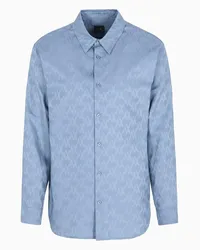 Armani Exchange OFFICIAL STORE Camicia Regular Fit In Cotone Monogram Azzurro