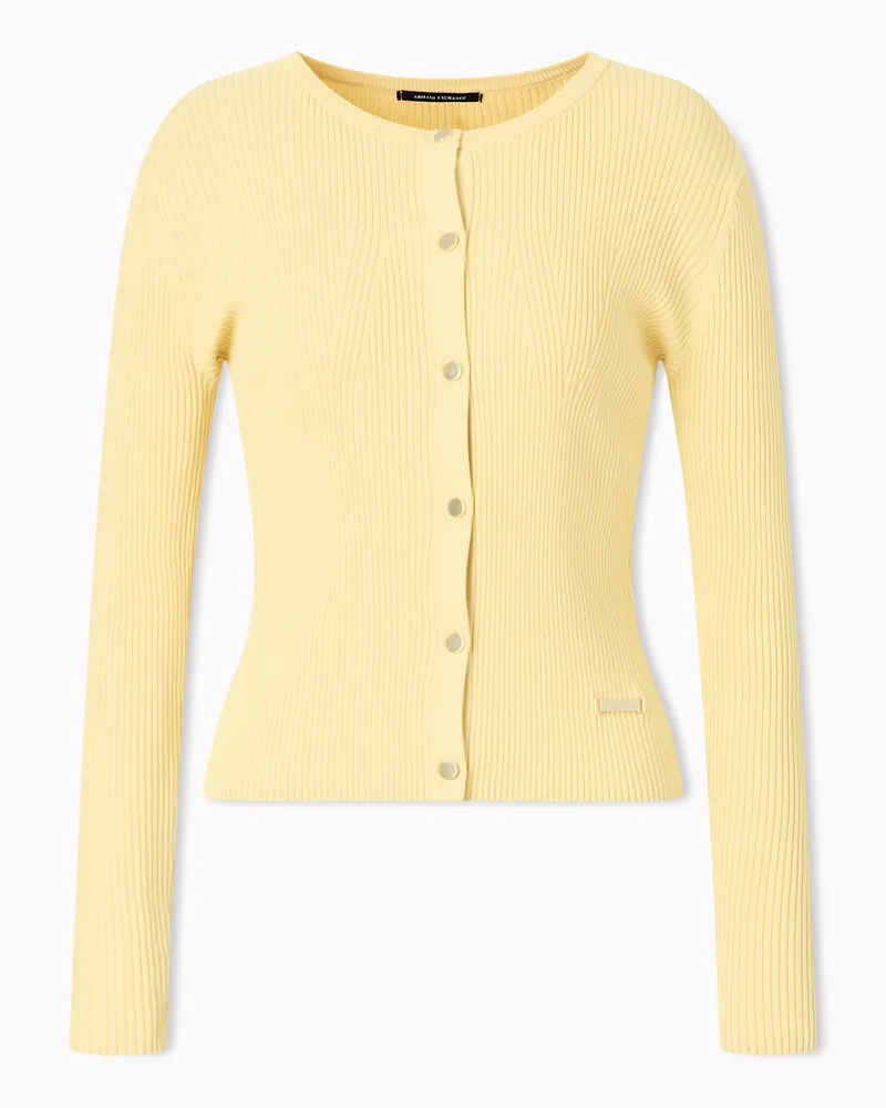 Armani Exchange Cardigan avvitato in maglia di viscosa riciclata Giallo