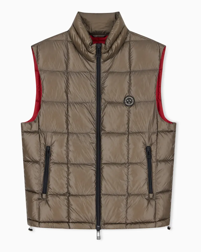 Armani Exchange Piumino in nylon con imbottitura in piuma Marrone