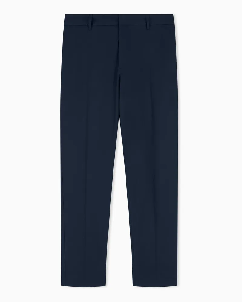 Armani Exchange Pantaloni Classici in Twill di Cotone Comfort Blu